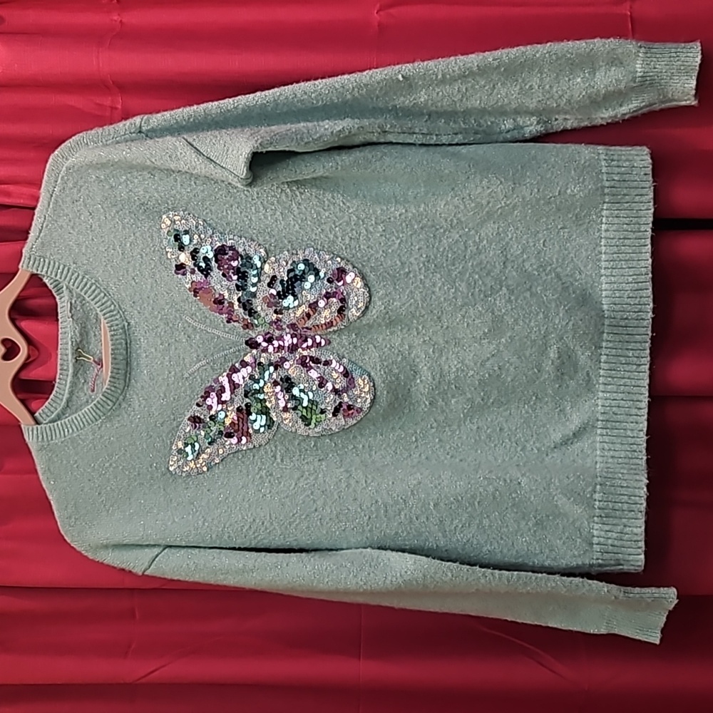 Sequin Butterfly Fuzzy Sweater
